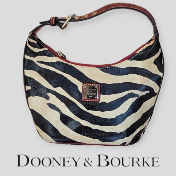 Dooney & Bourke Handbags - Vintage Dooney & Bourke Black White Leather Zebra Stripe Mini Hobo  Shoulder Bag